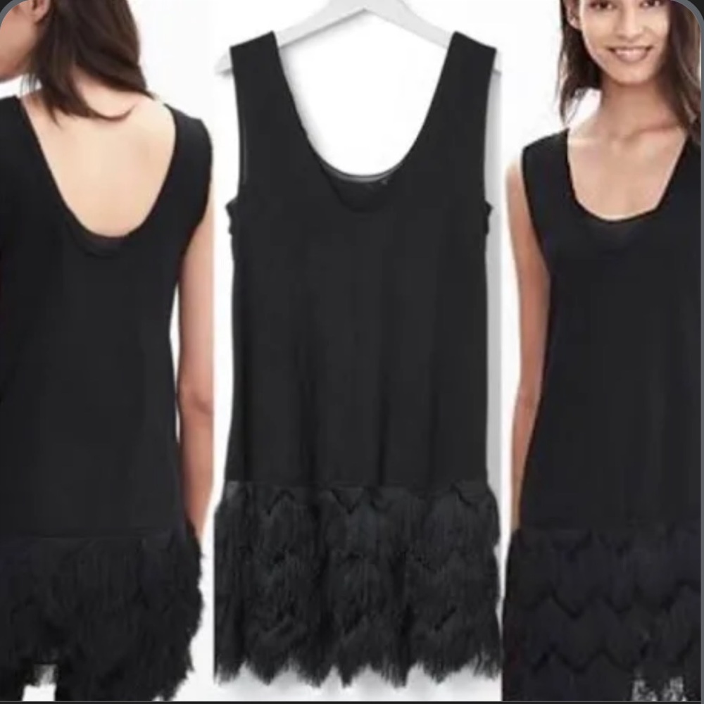 Banana Republic Women’s Black Feather Fringe Mini Skirt and Matching Tunic - Picture 2 of 9